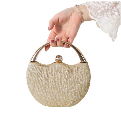 GlamChic Clutch With Metal Handle Compact