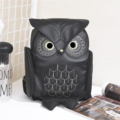 WhimsyWings PU Embossed Owl Backpack Travel and Daily Use Pack Ready Small Size