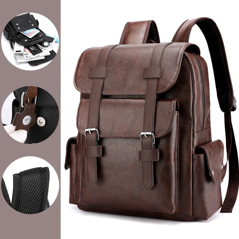 Stylish PU Leather Laptop Backpack Business and Travel Pack Ready 16 inch