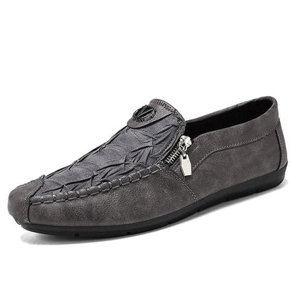 Luxury Leather Zipper Men's Slip-on Shoes