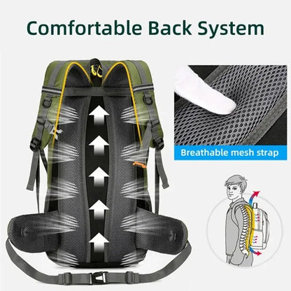 Waterproof High Quality Nylon Backpack Camping Hiking Pack Ready 50L Large Capacity