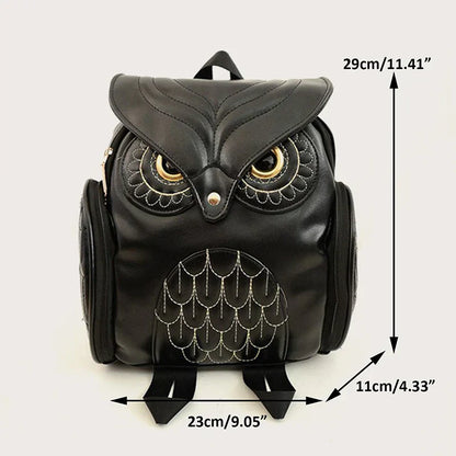 WhimsyWings PU Embossed Owl Backpack Travel and Daily Use Pack Ready Small Size