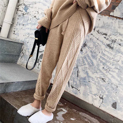 Women's Knit Twist Stripe Loose Harem Pants