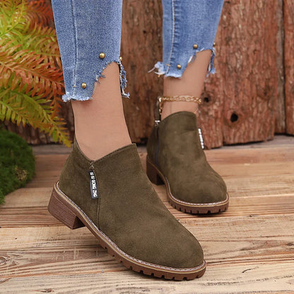 Women's Side Zip Suede Ankle Boots