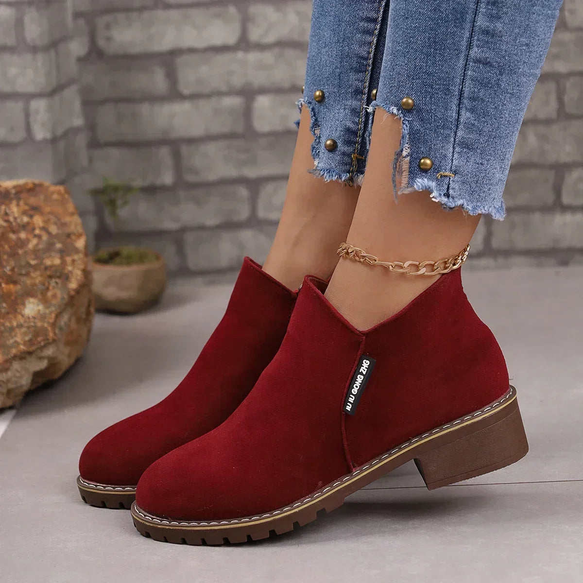 Women's Side Zip Suede Ankle Boots