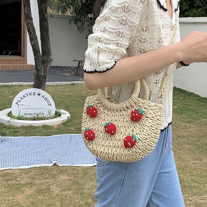 Strawberry Bliss Ladies Straw Bag