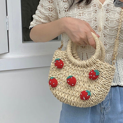 Strawberry Bliss Ladies Straw Bag