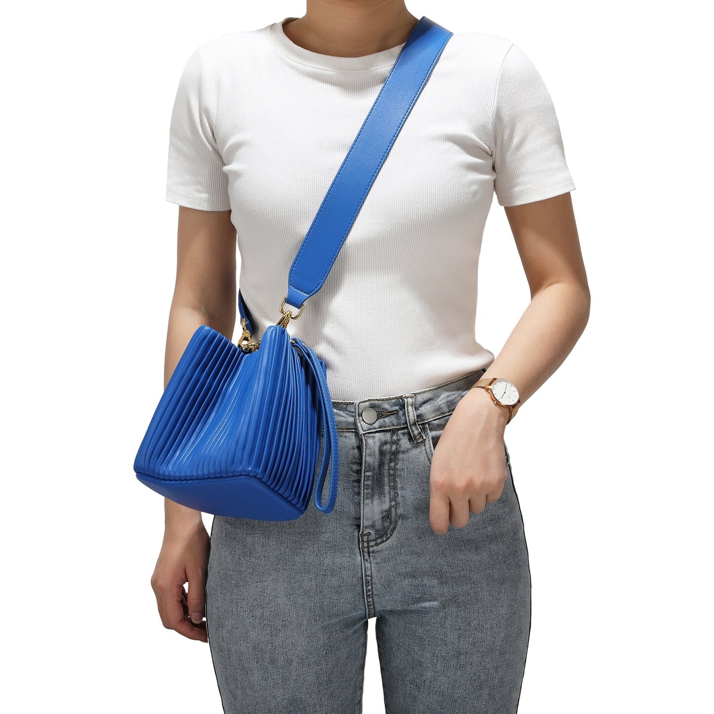 Chic Elegance Leather Bucket Bag