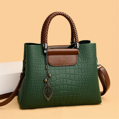 Crocodile Embossed Ladies Leather Handbag