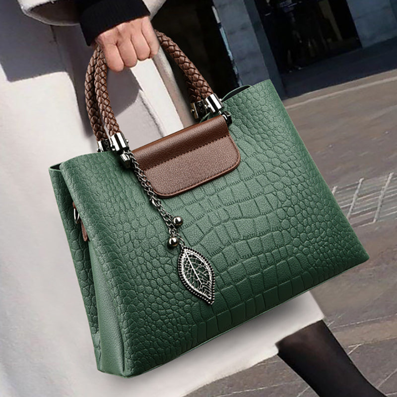 Crocodile Embossed Ladies Leather Handbag