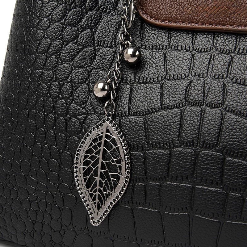 Crocodile Embossed Ladies Leather Handbag