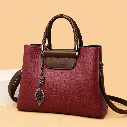 Crocodile Embossed Ladies Leather Handbag