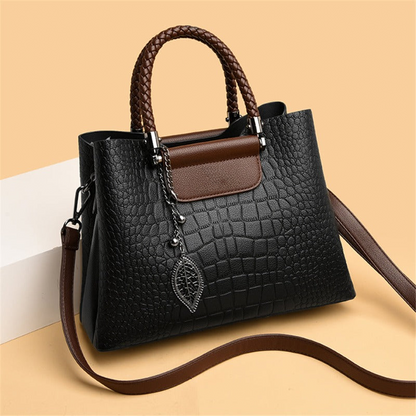 Crocodile Embossed Ladies Leather Handbag