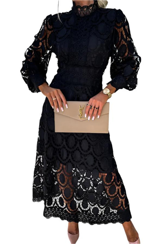 Elegant Midi Lace Dress for Women